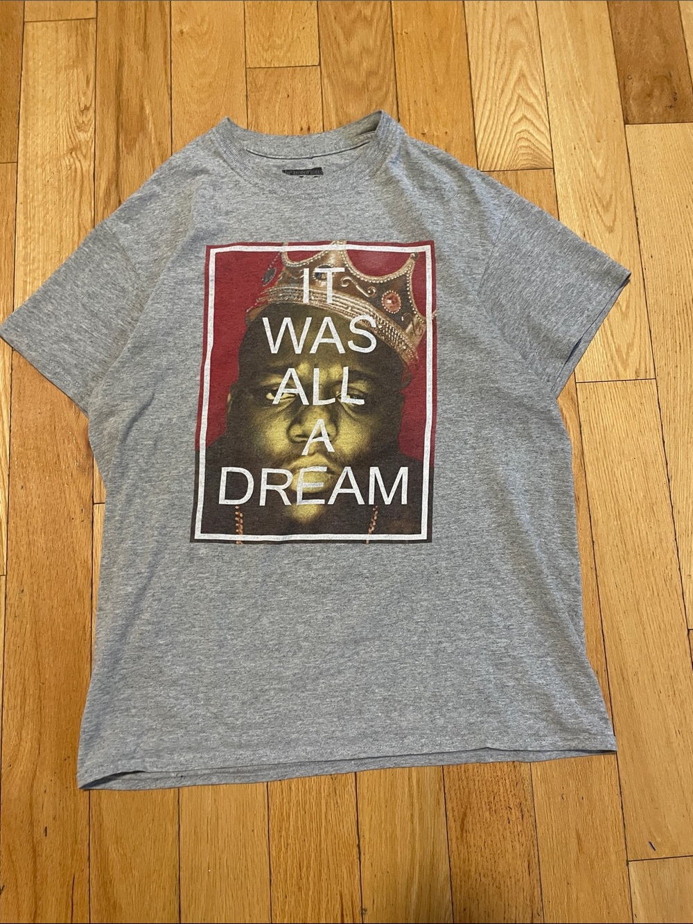 Gray Short Sleeve Graphic Tee - 'It Was All A Dream'